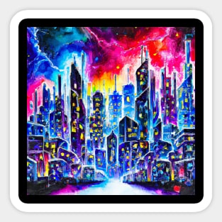 City colorful watercolor style design, citscape painting artwork Sticker